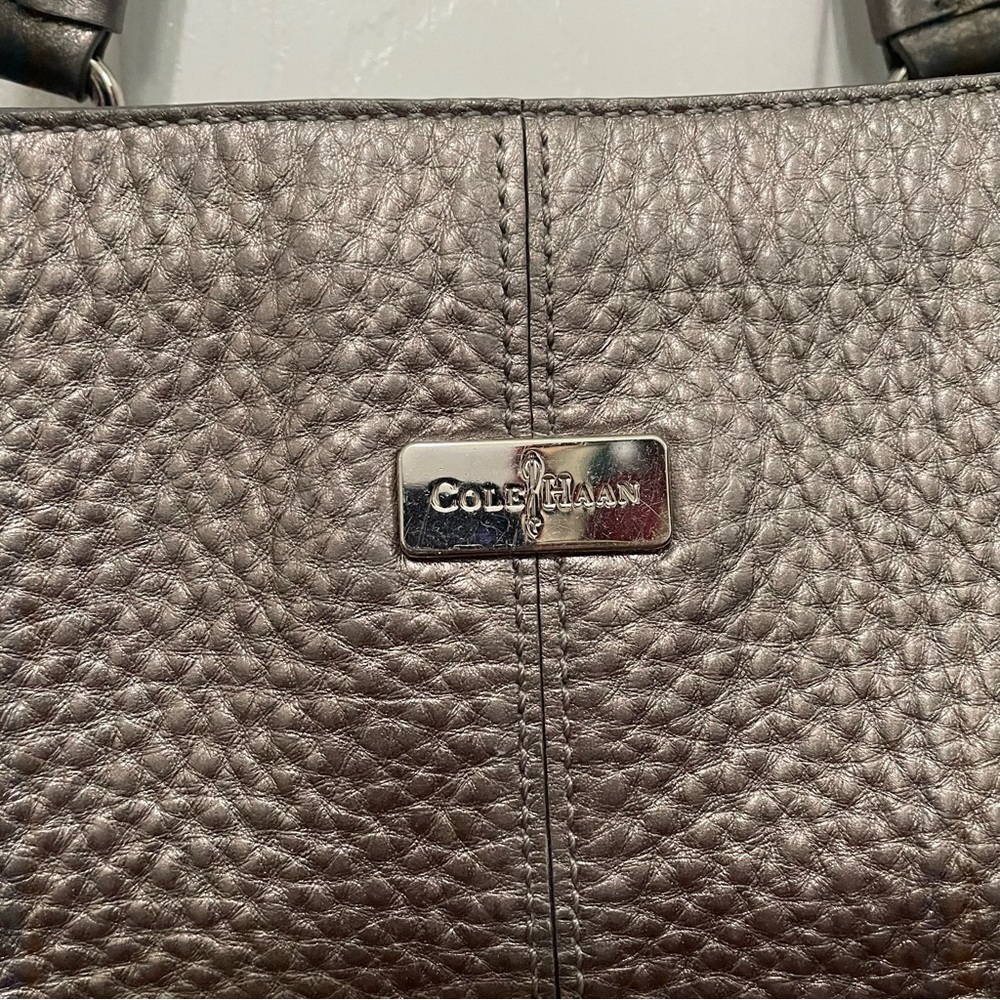 Cole Haan Metallic Silver Double Strap Handbag - Picture 3 of 16